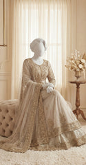 Hanaya | Lehenga | Stitched | White & Gold