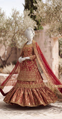 Soumia | Farshi Lehenga | Stitched | Red