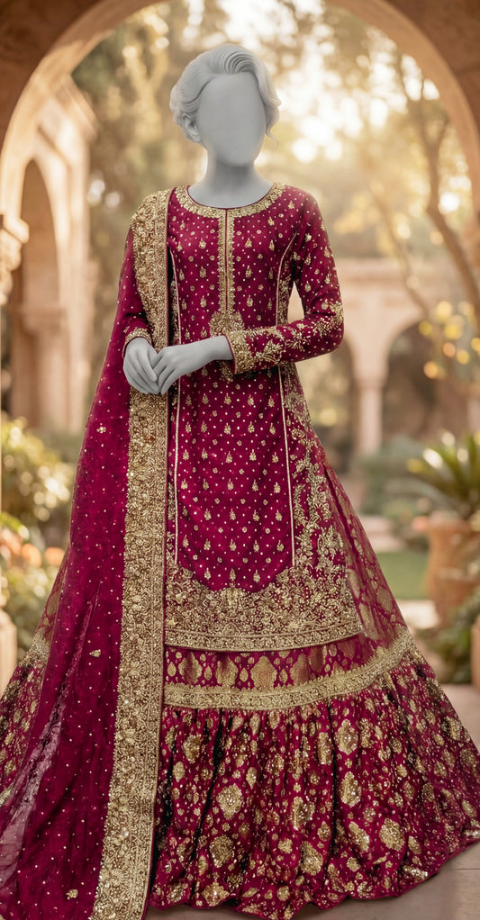 Banafshaan | 3 Piece | Stitched | Red