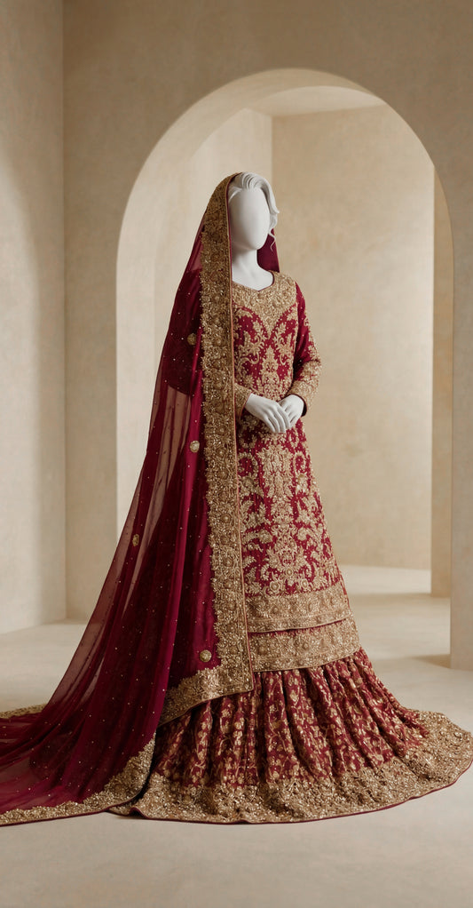 Asmaira | Farshi Lehenga | Red