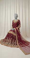 Waania | Gharara | Stitched | Maroon