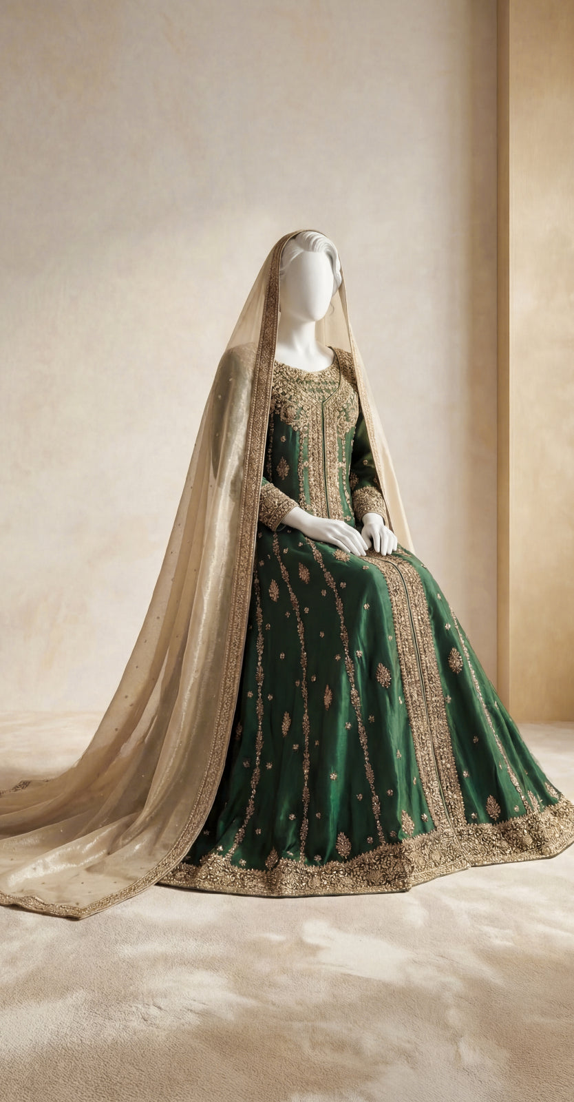 Neelofer | Maxi | Emerald Green Resham Bridal PK Neelofer | Maxi | Emerald Green Resham Bridal PK