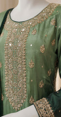 Riza | 3 Piece | Stitched | Bottle Green
