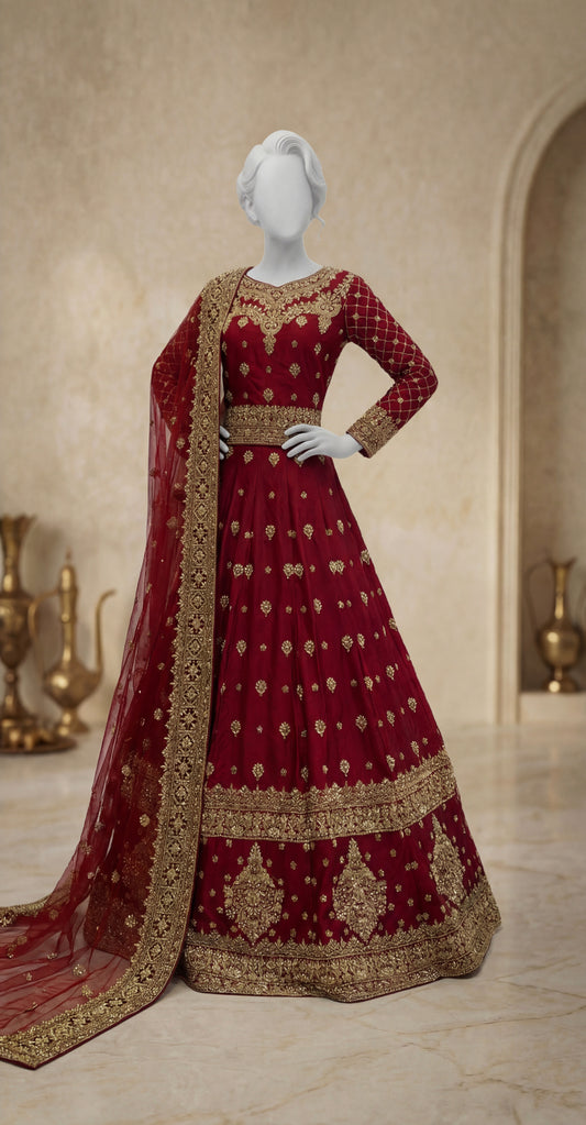 Samana | Lehenga | Cherry Red