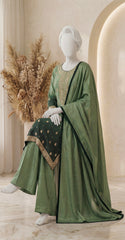 Riza | 3 Piece | Stitched | Bottle Green