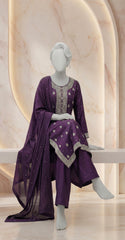 Riza | 3 Piece | Stitched | Purple