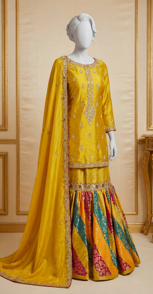 Chatta Patti | Gharara | Yellow
