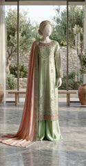 Eshal | 3 Piece | Stitched | Pista Pink