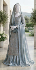 Zaitoon | 3 Piece | Stitched | Sky Blue