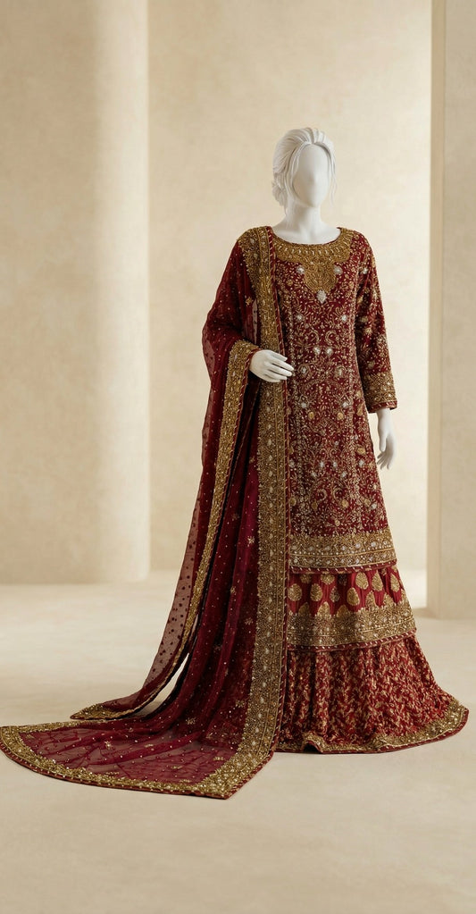 Durr e Nayab | Farshi Lehenga | Red