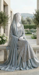 Zaitoon | 3 Piece | Stitched | Sky Blue