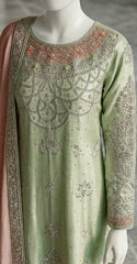 Eshal | 3 Piece | Stitched | Pista Pink