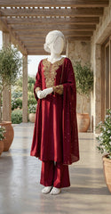 Seemab | 3 Piece | Stitched | Red