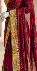 Noor Bano | Saree | Red