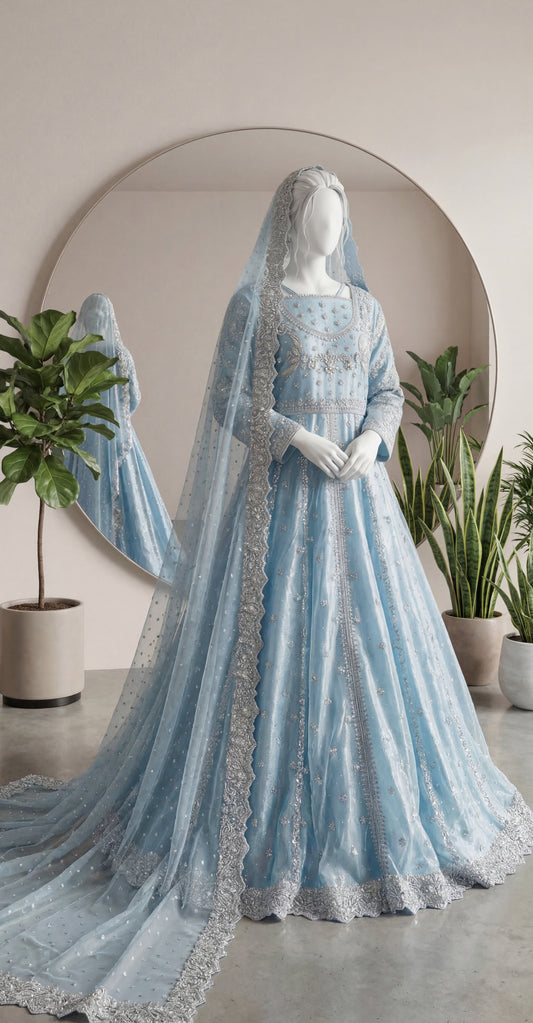 Fariha | Maxi | Stitched | Ice Blue
