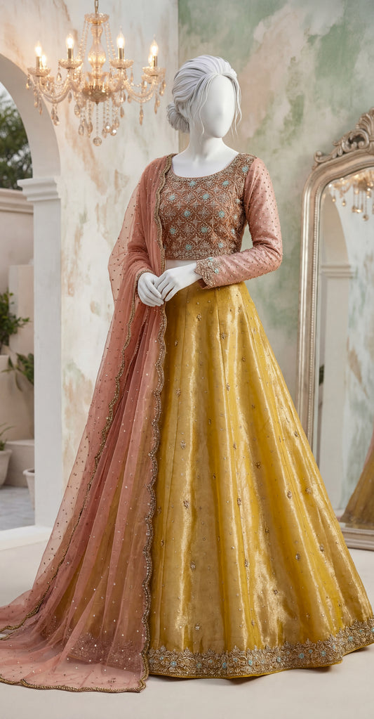Ashna | Lehenga | Yellow and Pink