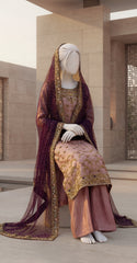 Suhana | 3 Piece | Stitched | Peach & Purple