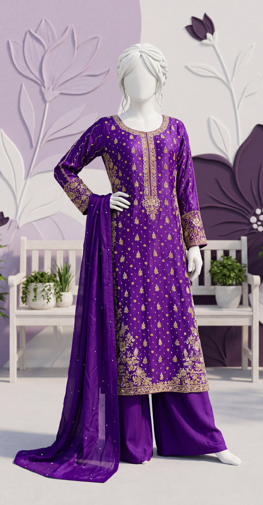 Zarash | 3 Piece | Stitched | Purple