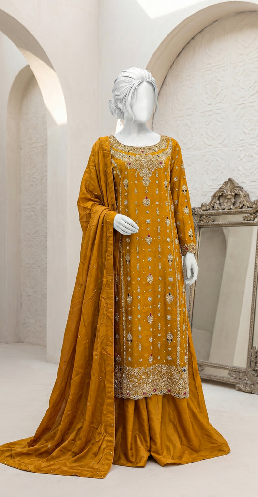 Muqaddar | 3 Piece | Stitched | Mustard