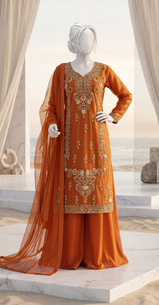 Sehraz | 3 Piece | Stitched Suit | Orange