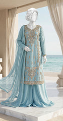 Sehraz | 3 Piece | Stitched Suit | Sky Blue