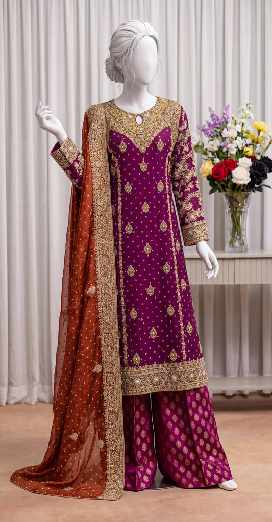 Amara | 3 Piece | Stitched | Magenta