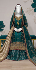 Komal | 3 Piece | Stitched | Bottle Green