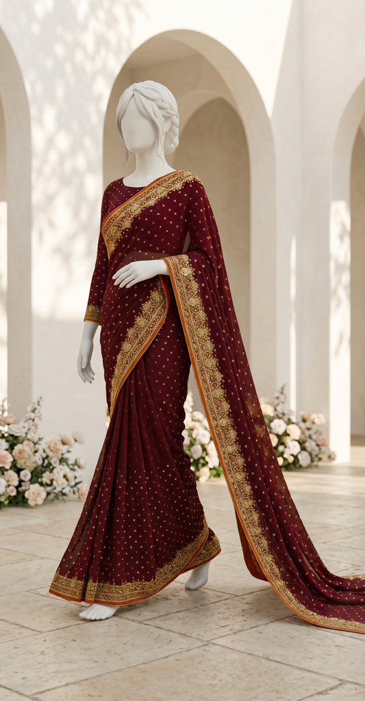 Abeera | Saree | Maroon