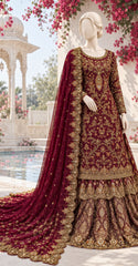 Beena | Farshi Lehnga | Cherry Red