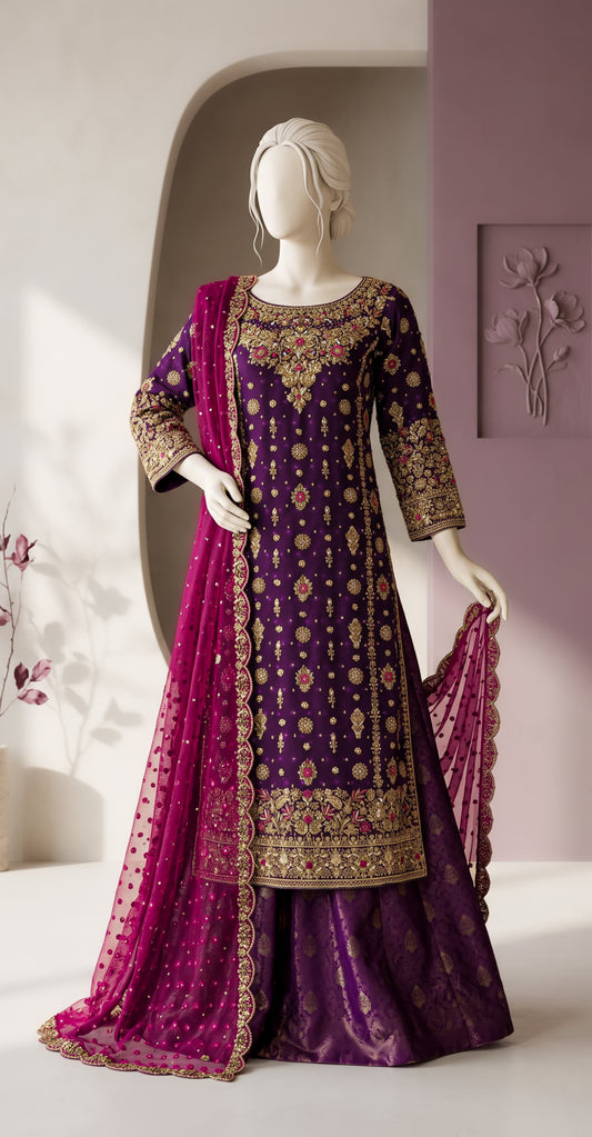 Aaliya | 3 Piece | Stitched | Burgundy