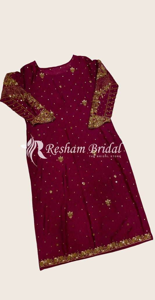 Nyla | 3 Piece | Stitched | Maroon