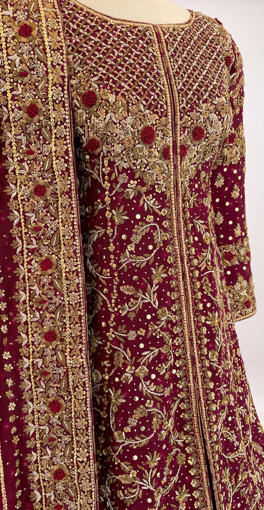 Kamdani | Farshi Lehenga | Red