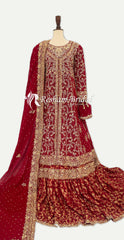 Afreen | Farshi Lehenga | Red