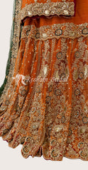 Khushboo-e-Gulaab | Gharara | Orange & Green
