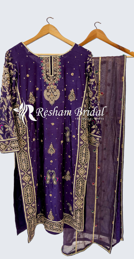 Sanober | 3 Piece | Stitched | Purple
