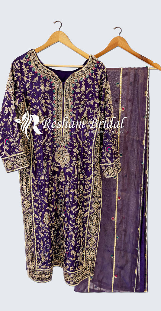 Sanober | 3 Piece | Stitched | Purple