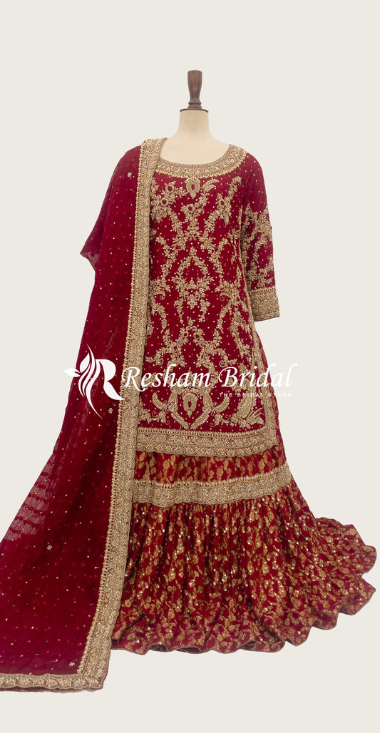Ayla | Farshi Lehenga | Red