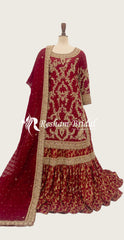 Ayla | Farshi Lehenga | Red