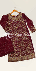 Emraaj | 3 Piece | Stitched | Reddish Maroon