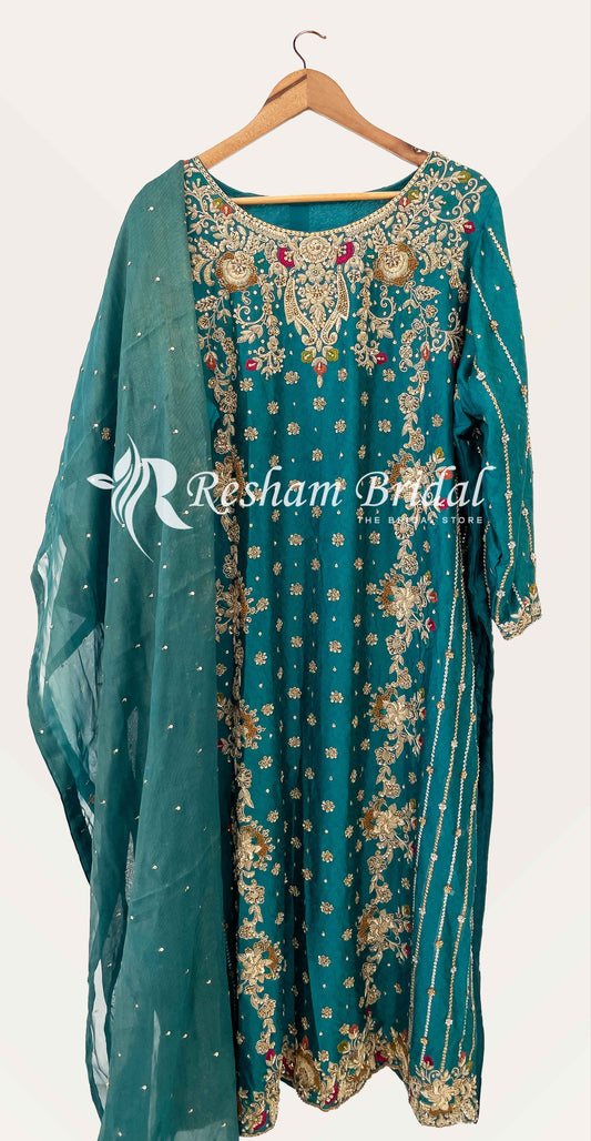 Maria | 3 Piece | Stitched | Pastel Teal
