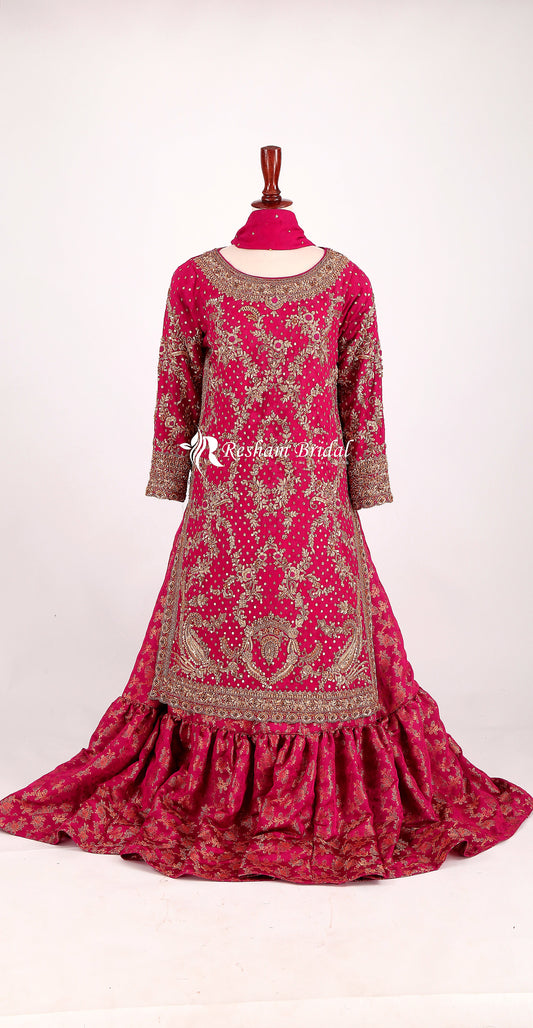 Humaira | Farshi Lehenga | Hot Pink