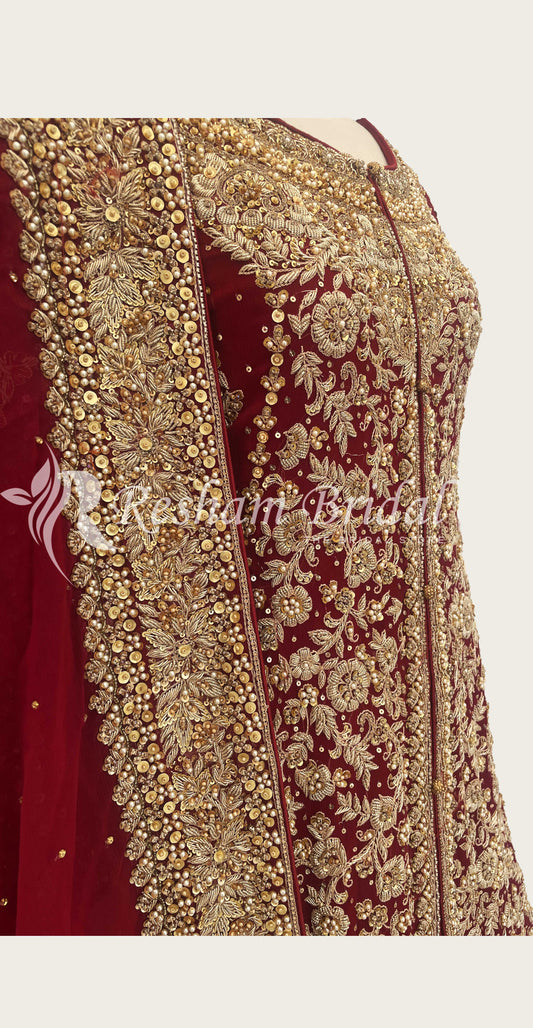 Nayab | Farshi Lehenga | Red