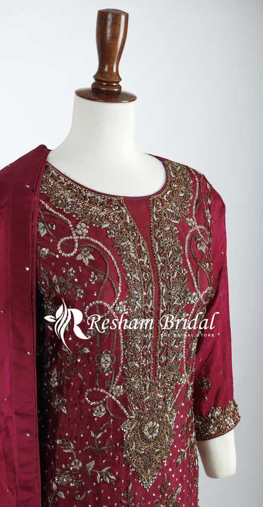 Alizeh | 3 Piece | Stitched | Maroon