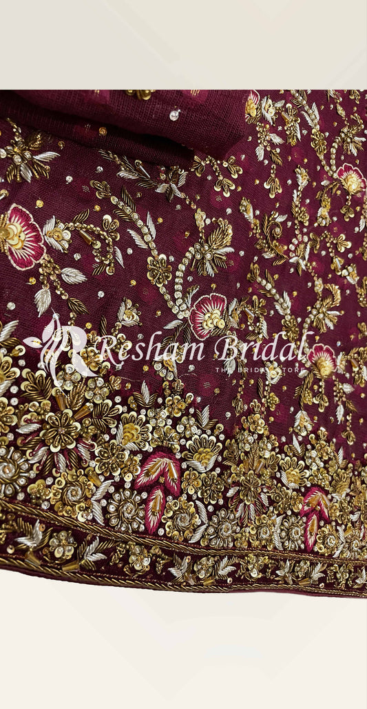 Emraaj | 3 Piece | Stitched | Reddish Maroon