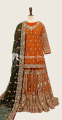 Khushboo-e-Gulaab | Gharara | Orange & Green