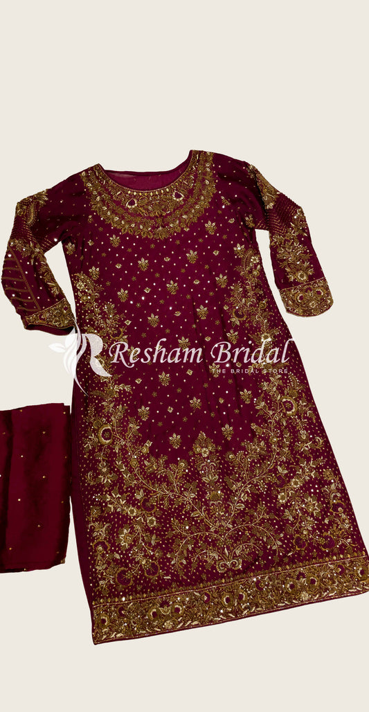 Nyla | 3 Piece | Stitched | Maroon