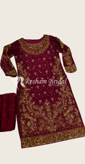 Nyla | 3 Piece | Stitched | Maroon