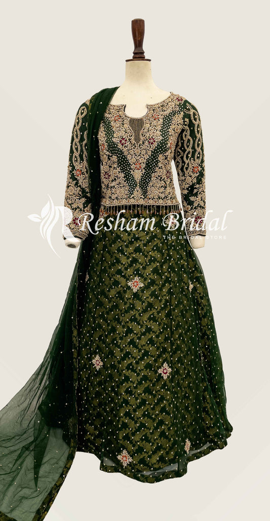 Wareesha | Lehenga | Emerald Green