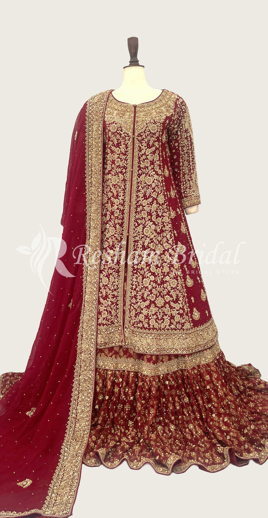 Nayab | Farshi Lehenga | Red