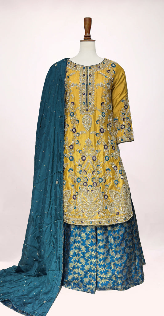 Ahana | 3 Piece | Stitched | Yellow & Blue